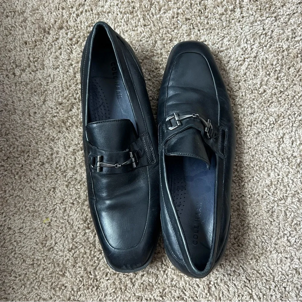 M Black Cole Haan Essentials Leather Bit Buckle Loafers Size 9.5 |F21